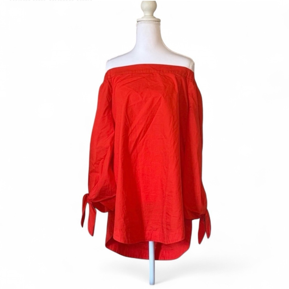 🔥 Free People Red Coral Off-Shoulder Cotton Blouse | Size M